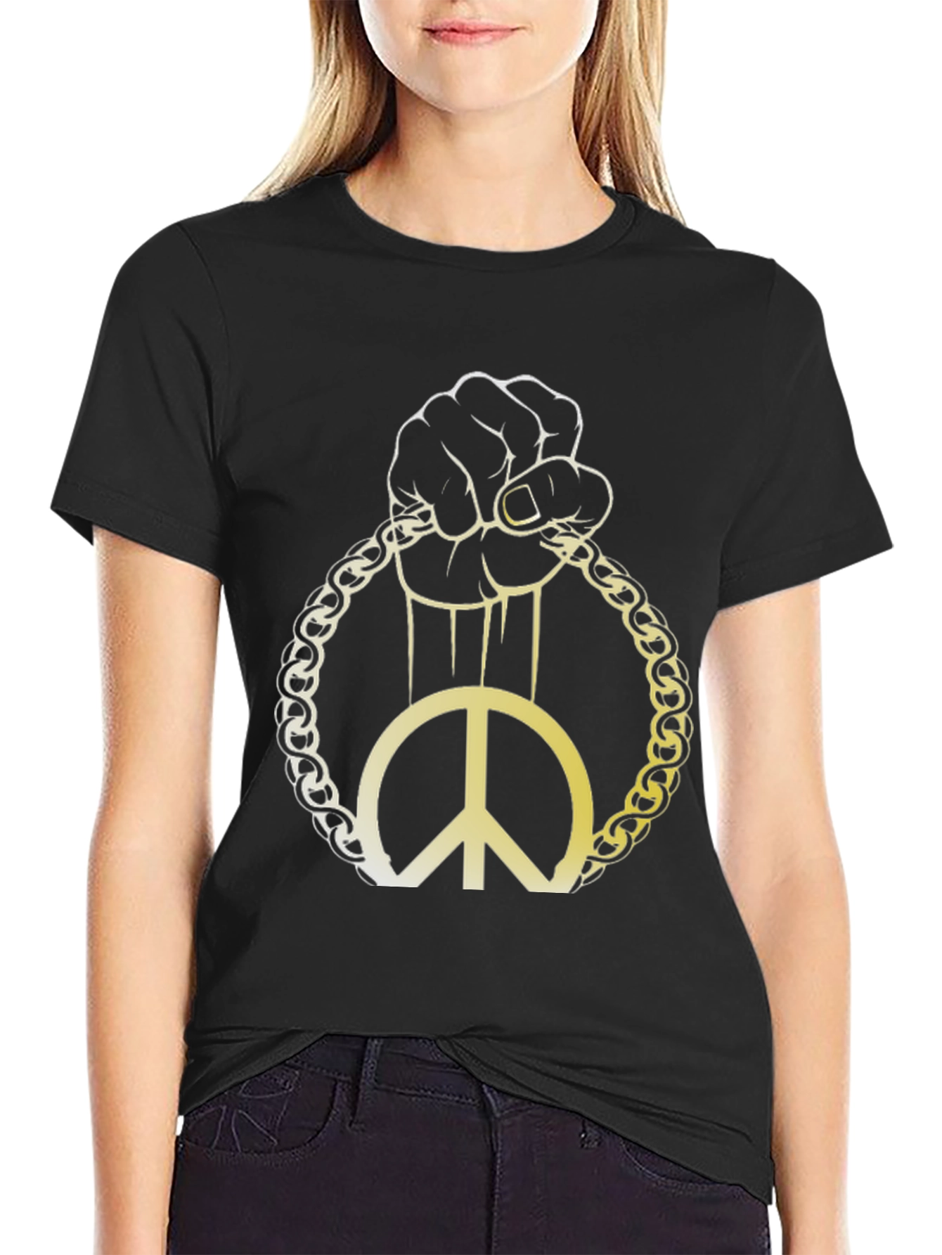 Peace Symbol Graphic Tee - Black