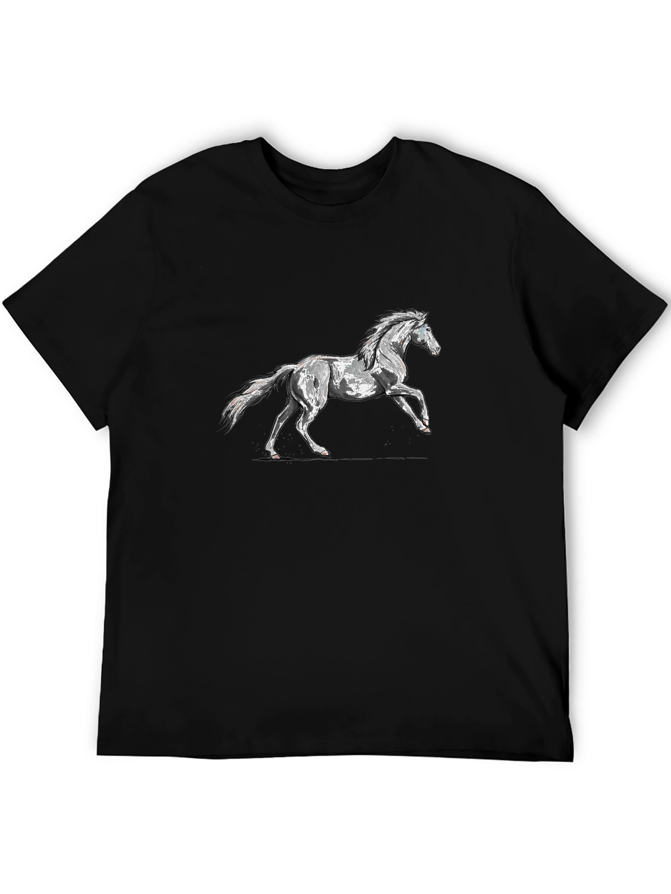 Black T-Shirt with Horse Graphic