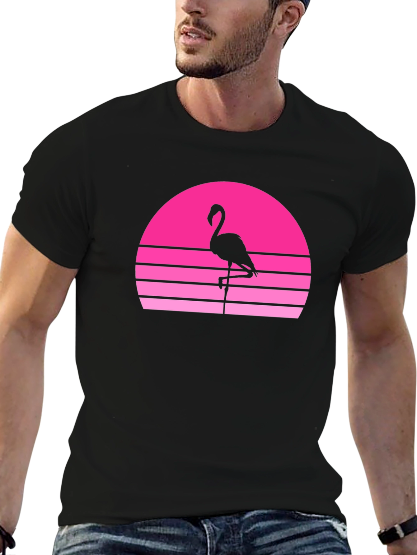 Retro Flamingo Sunset Graphic Tee