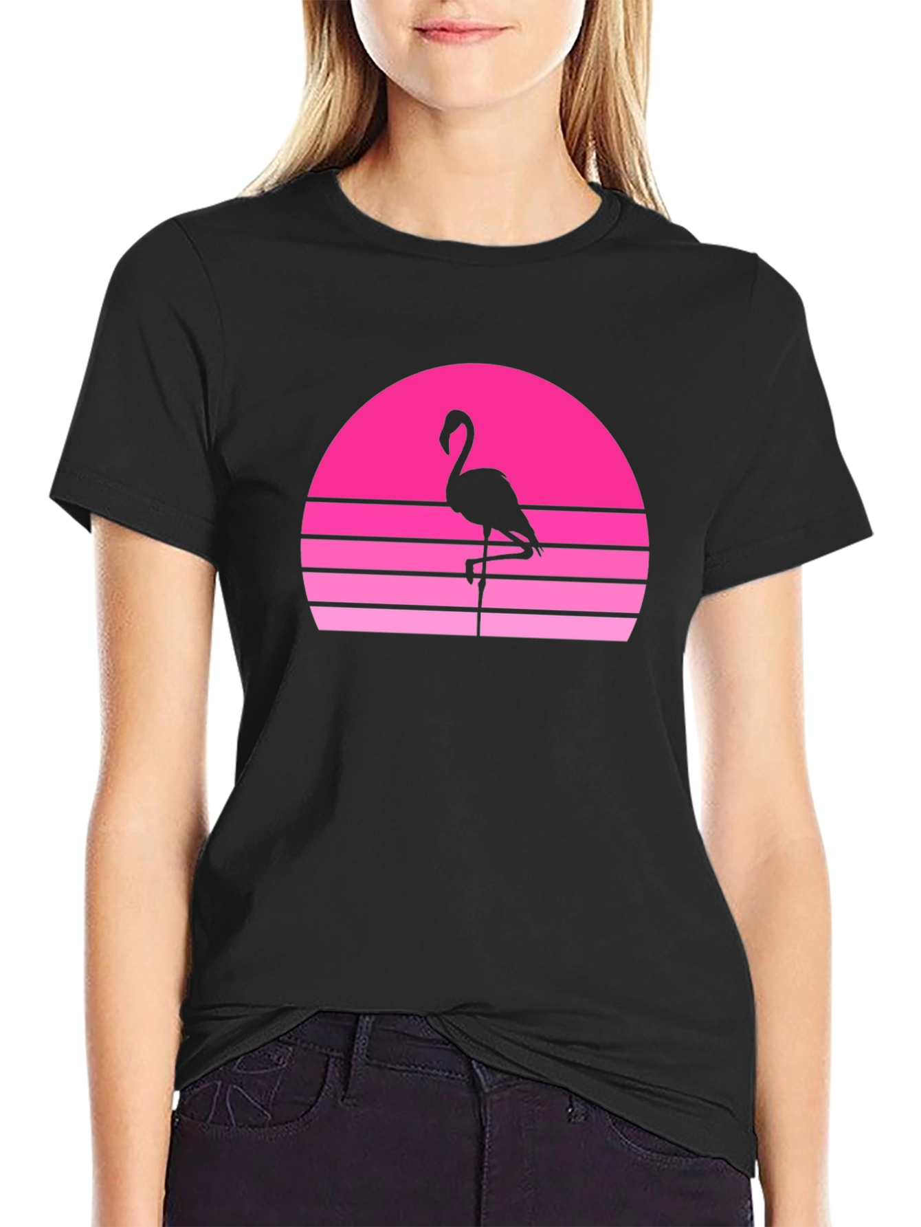 Retro Flamingo Sunset Graphic Tee