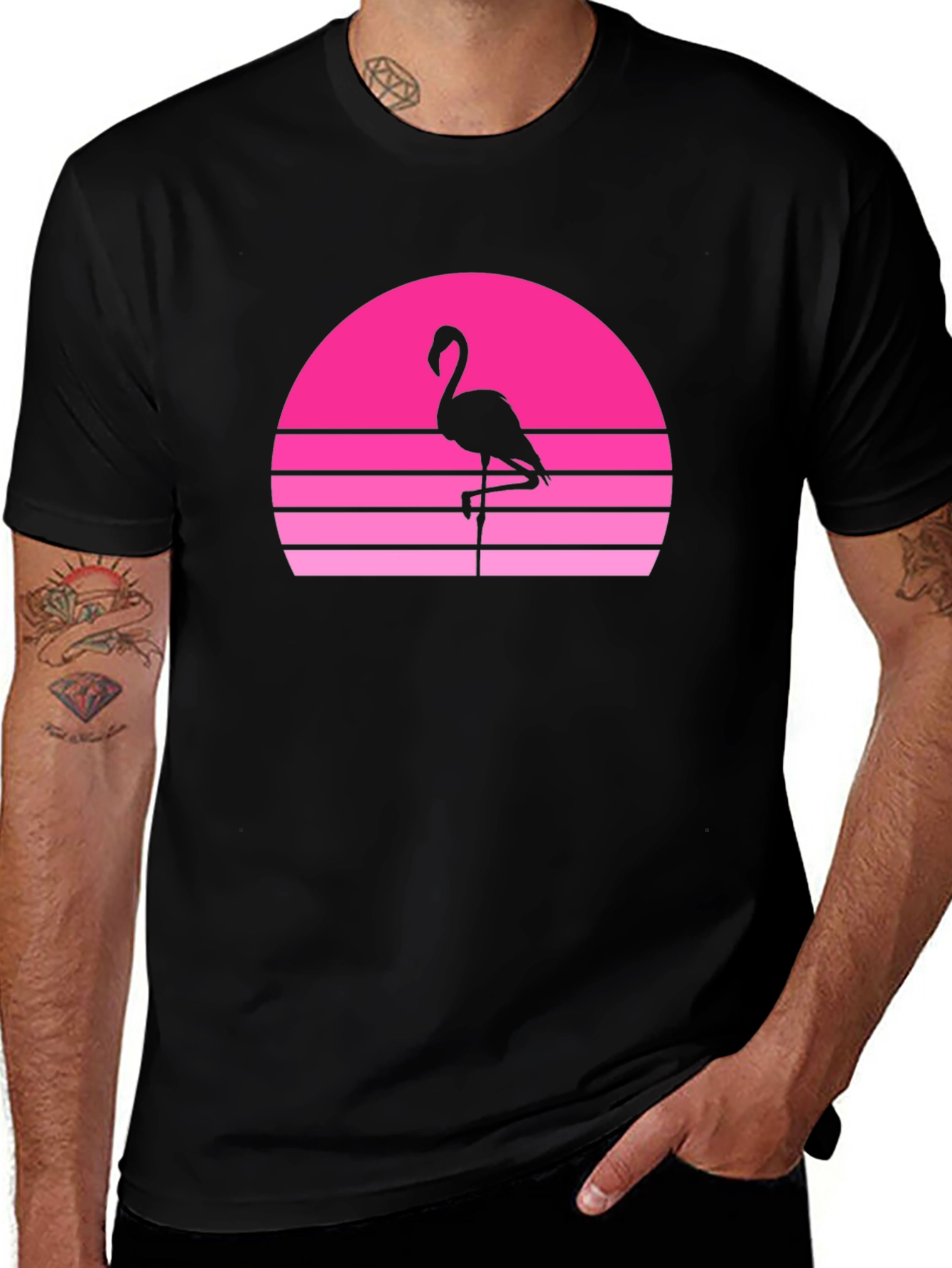 Retro Flamingo Sunset Graphic Tee