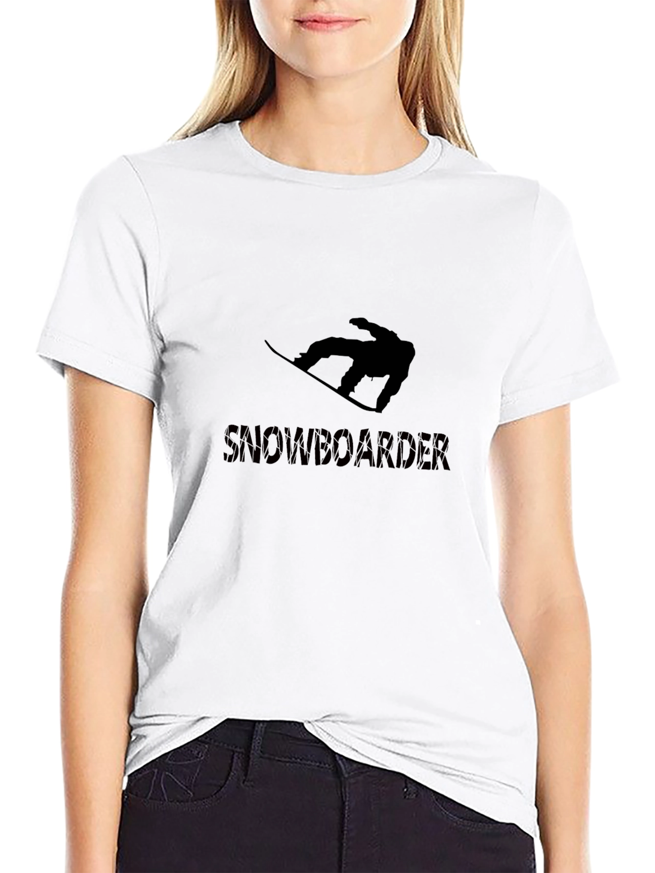 Snowboarder Graphic Tee - Black Cotton Blend