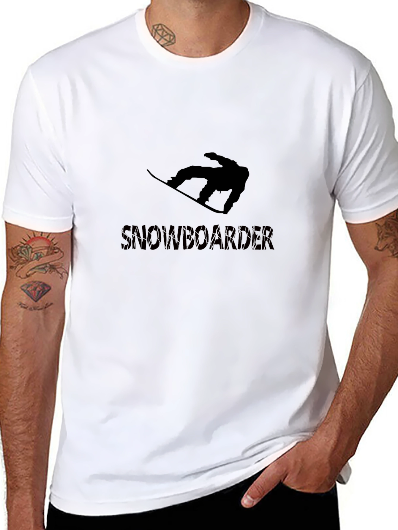 Snowboarder Graphic Tee - Black Cotton Blend