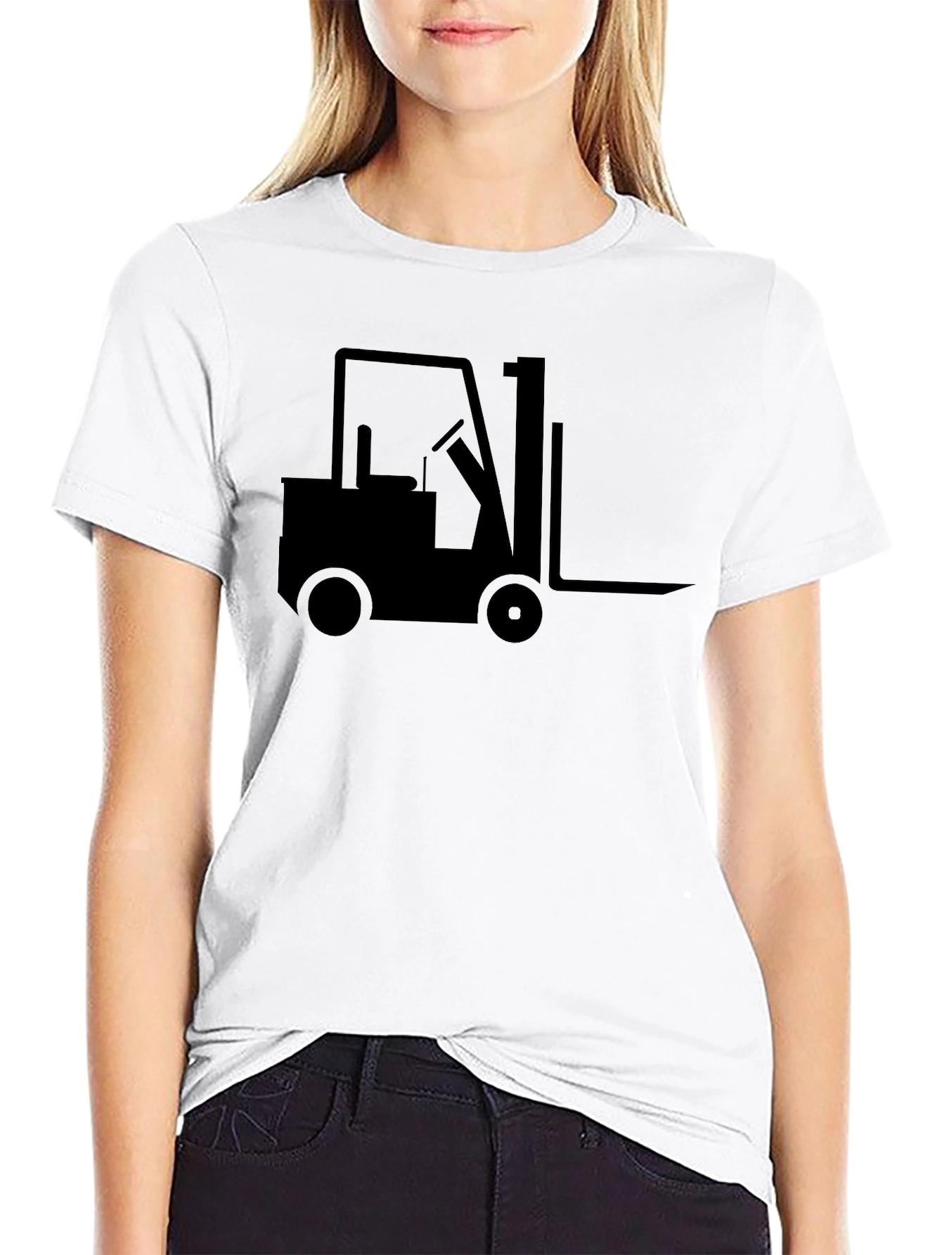 Forklift Graphic Tee - Black Crew Neck T-Shirt
