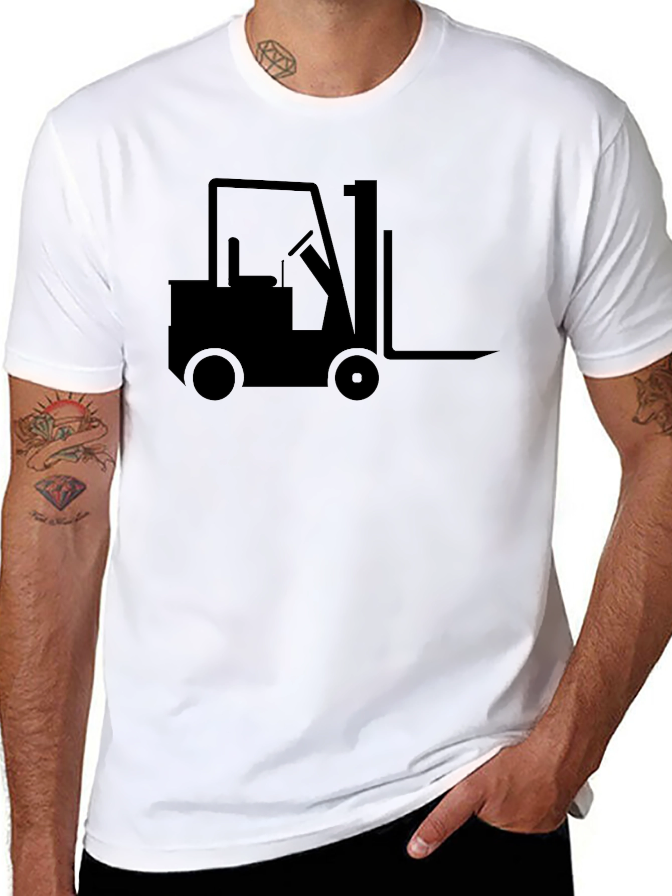 Forklift Graphic Tee - Black Crew Neck T-Shirt