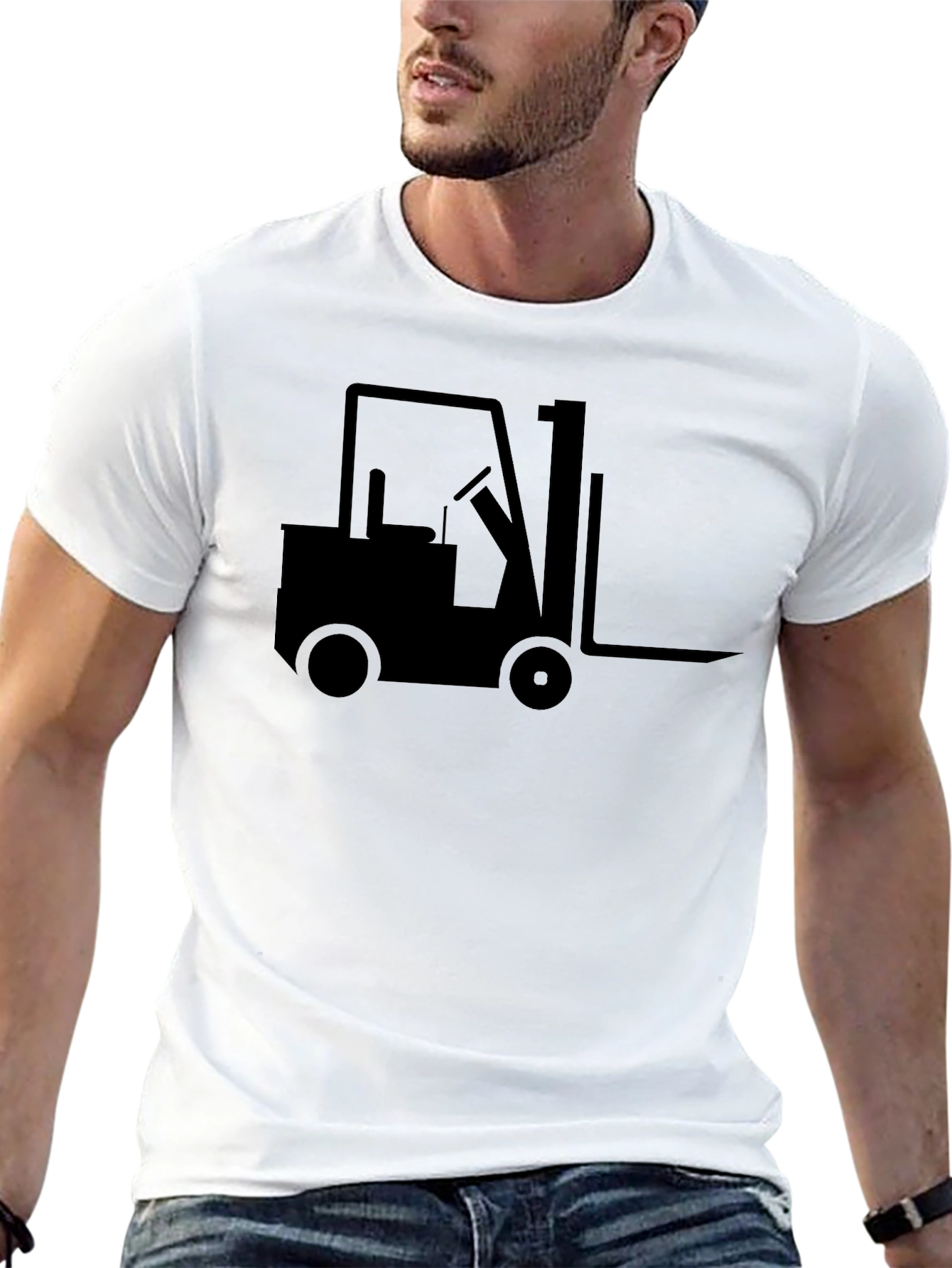 Forklift Graphic Tee - Black Crew Neck T-Shirt