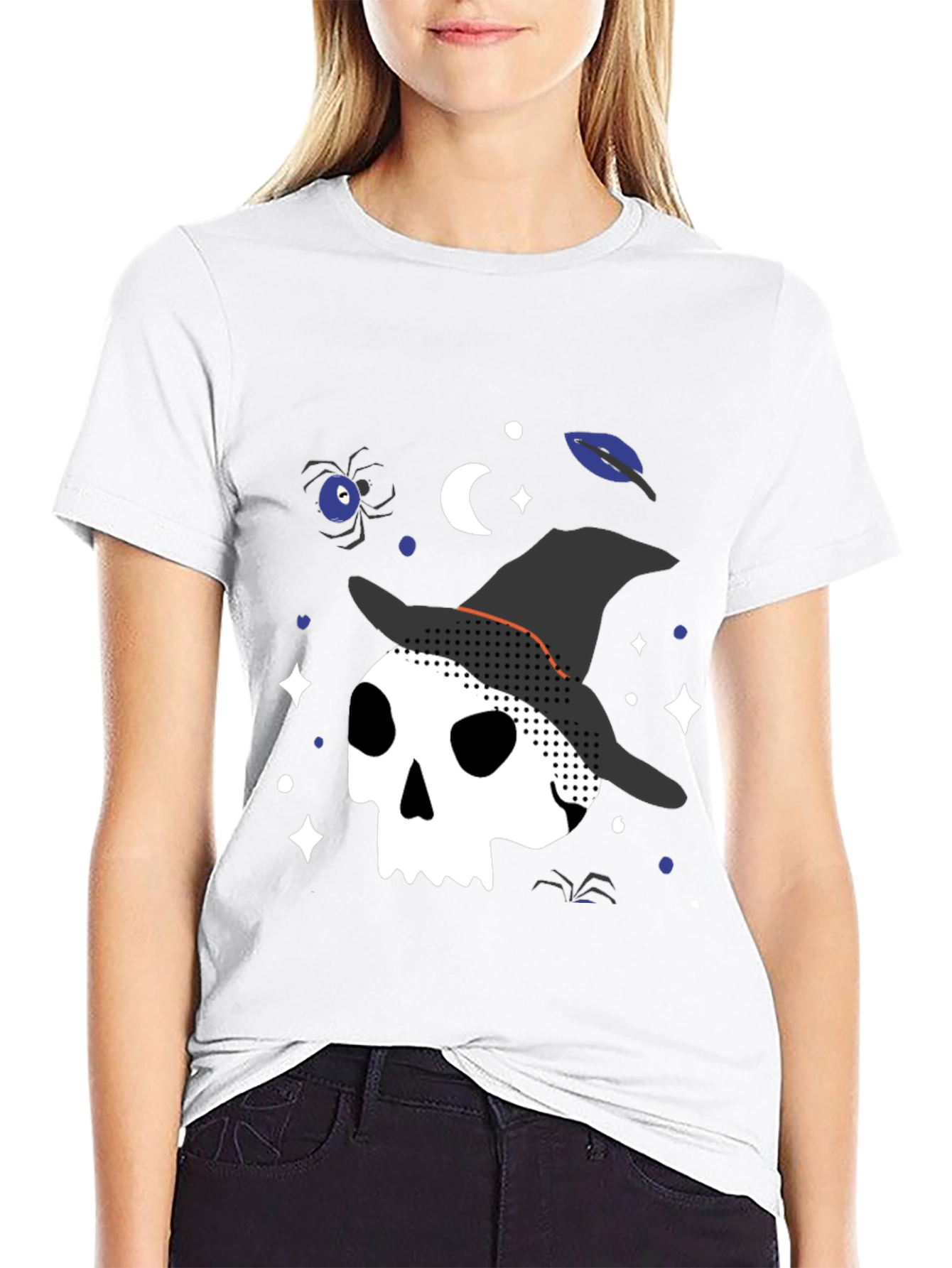 Halloween Witch Skull Graphic Tee