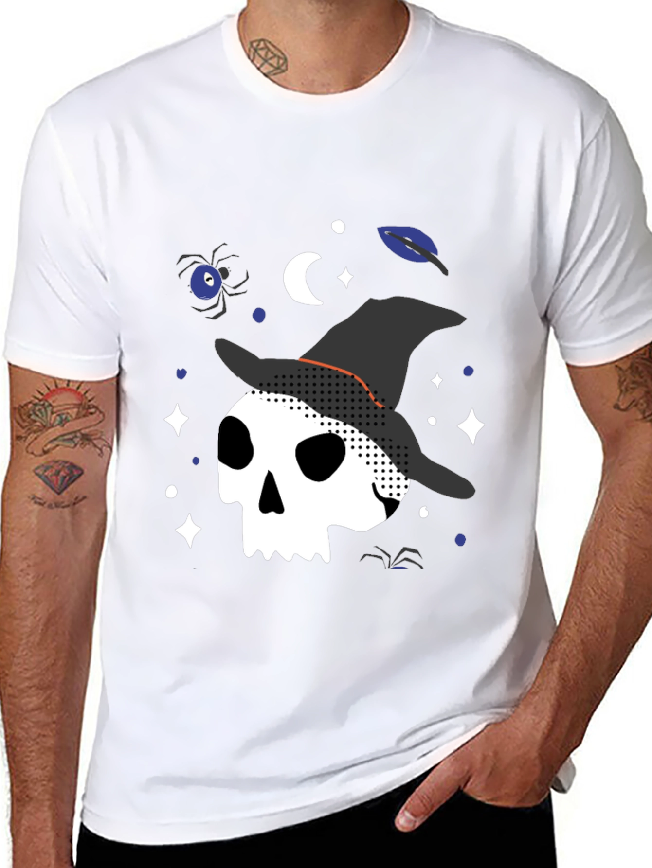 Halloween Witch Skull Graphic Tee