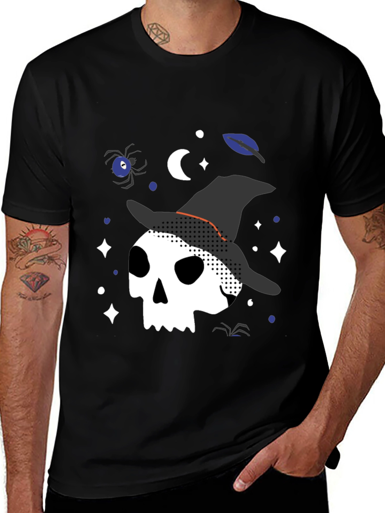 Halloween Witch Skull Graphic Tee