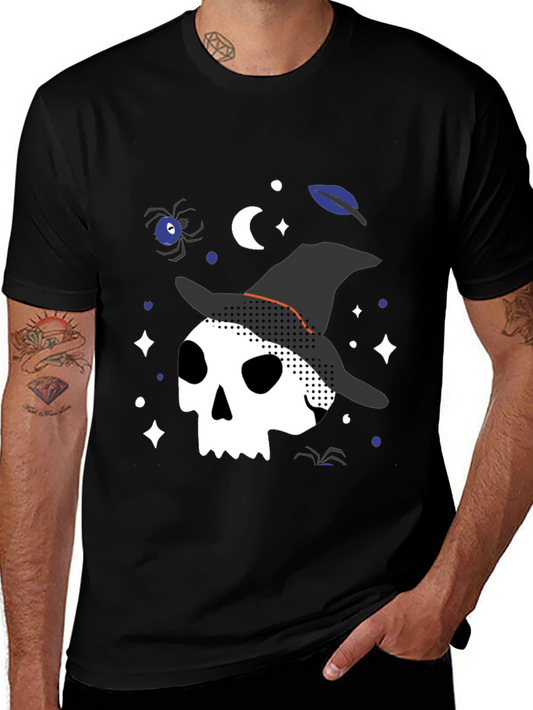 Halloween Witch Skull Graphic Tee