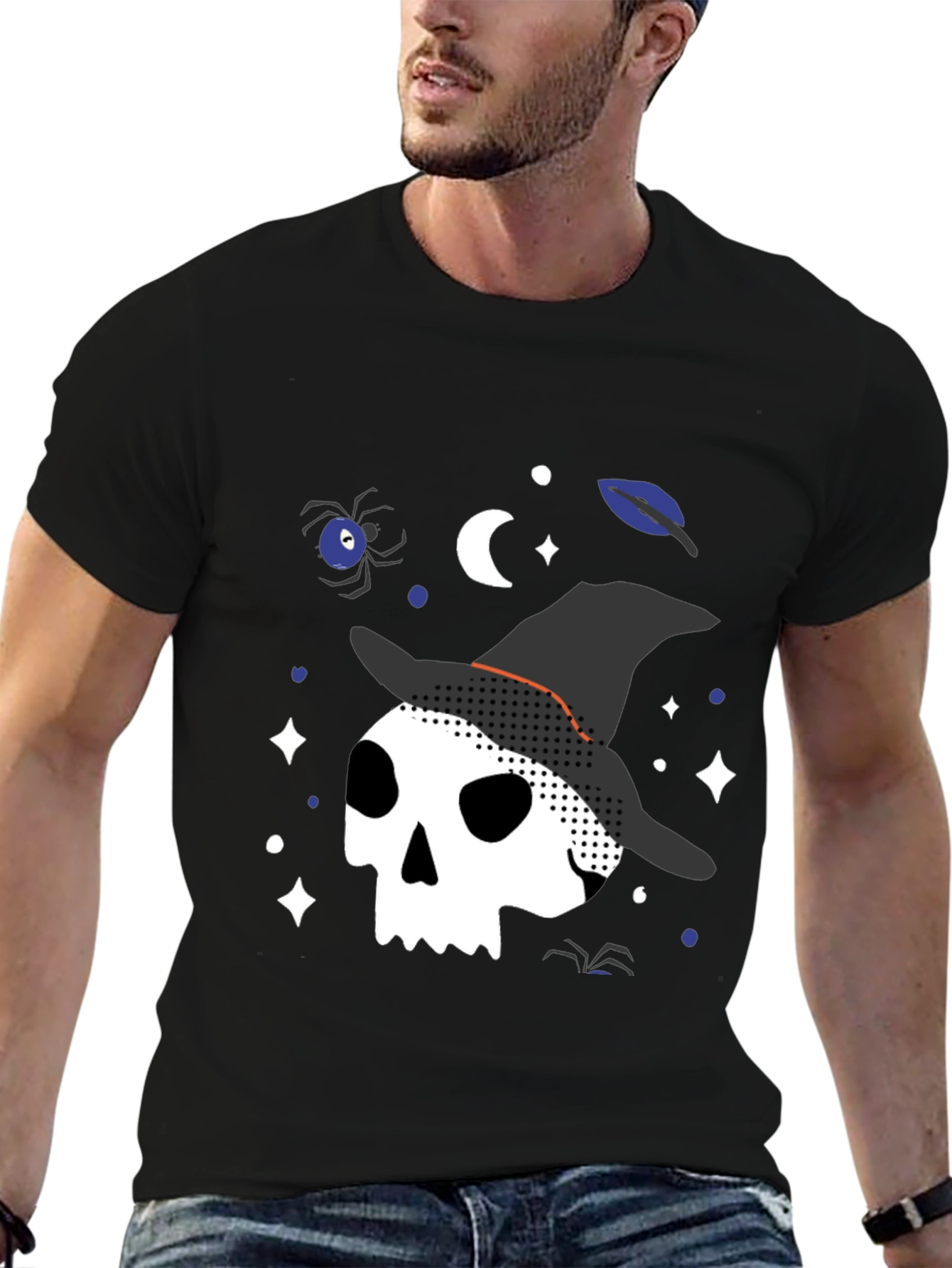 Halloween Witch Skull Graphic Tee