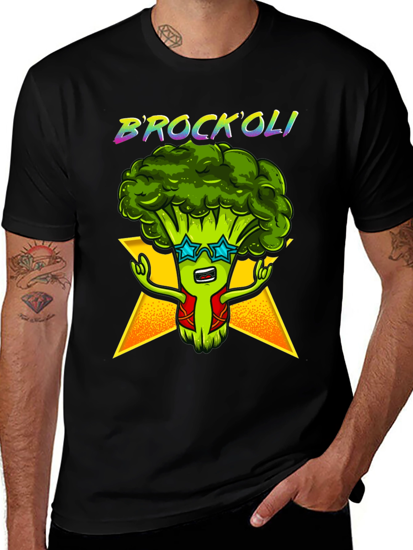 Brockoli Black Graphic T-Shirt
