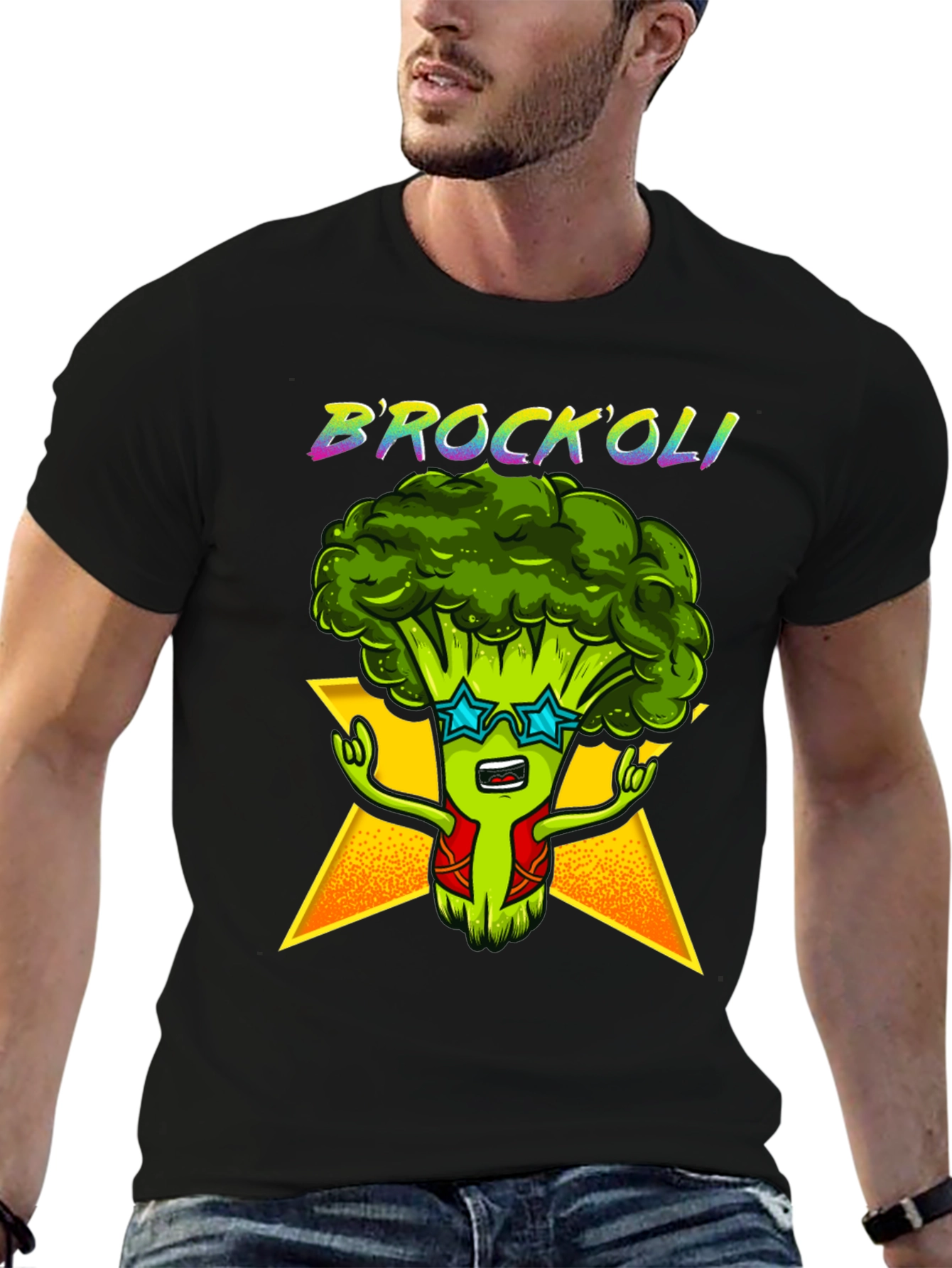 Brockoli Black Graphic T-Shirt
