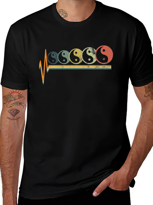 Yin Yang Pulse Graphic Tee - Retro Style