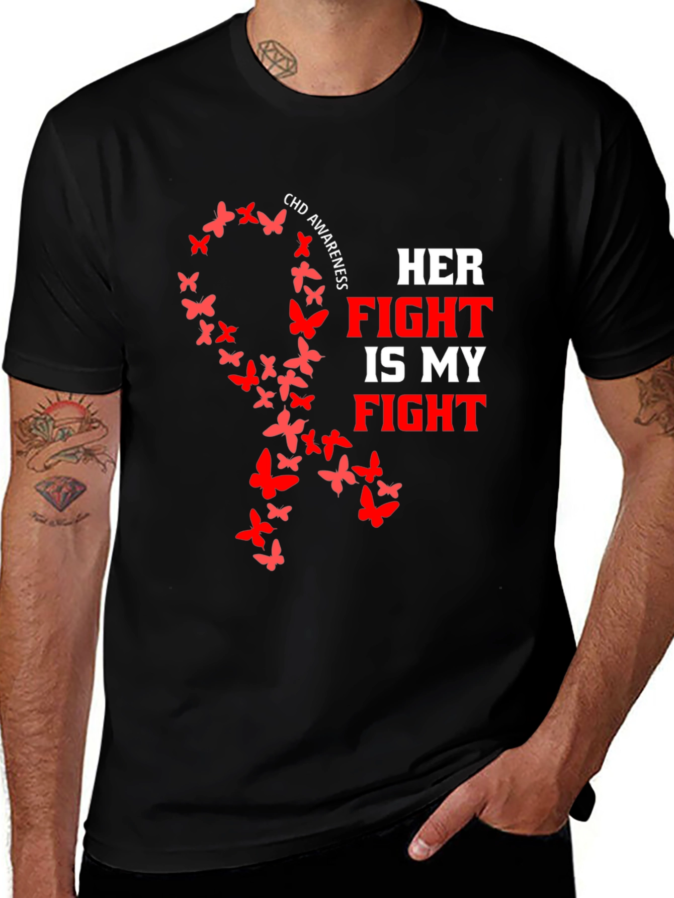 CHD Awareness Butterfly Ribbon T-Shirt