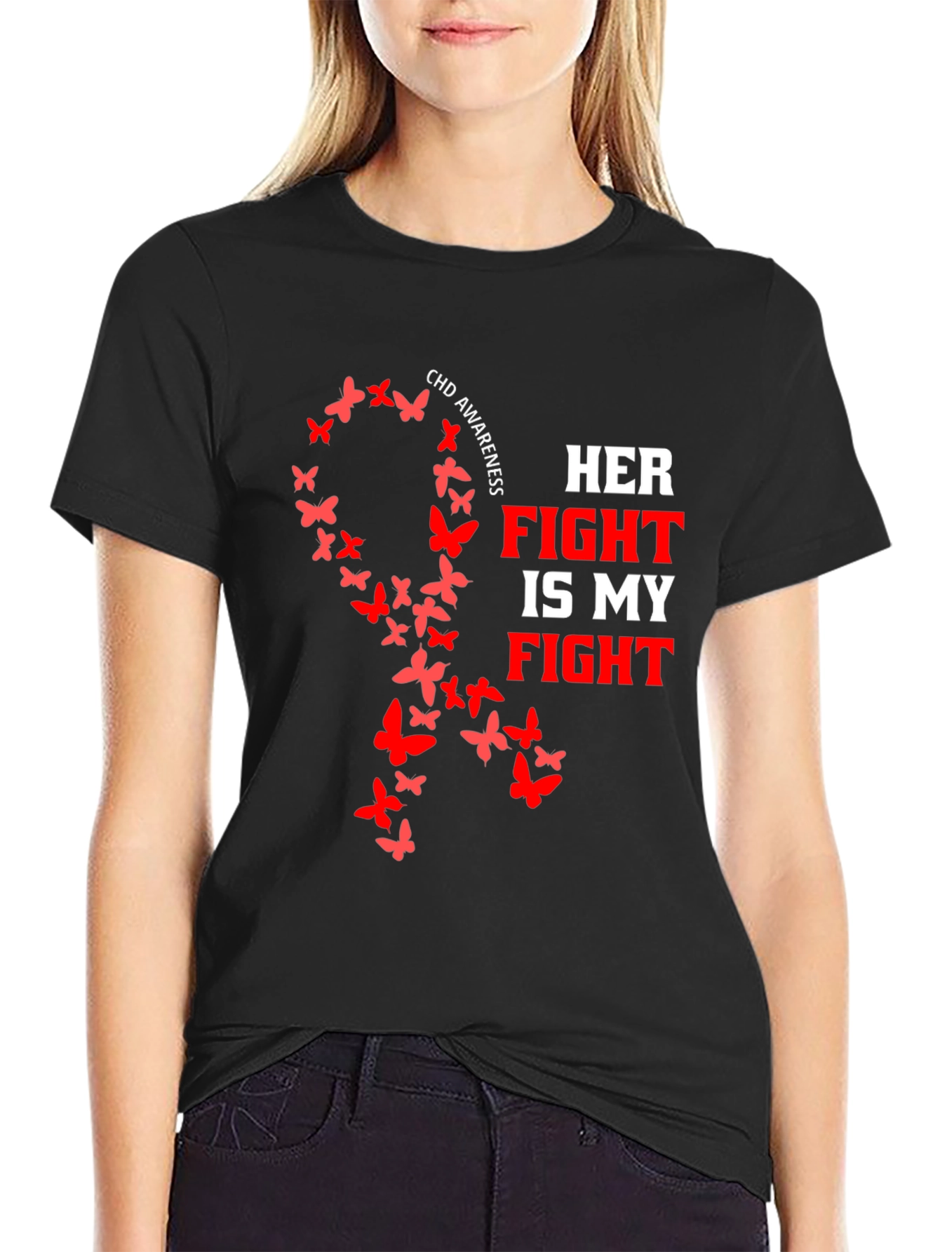 CHD Awareness Butterfly Ribbon T-Shirt