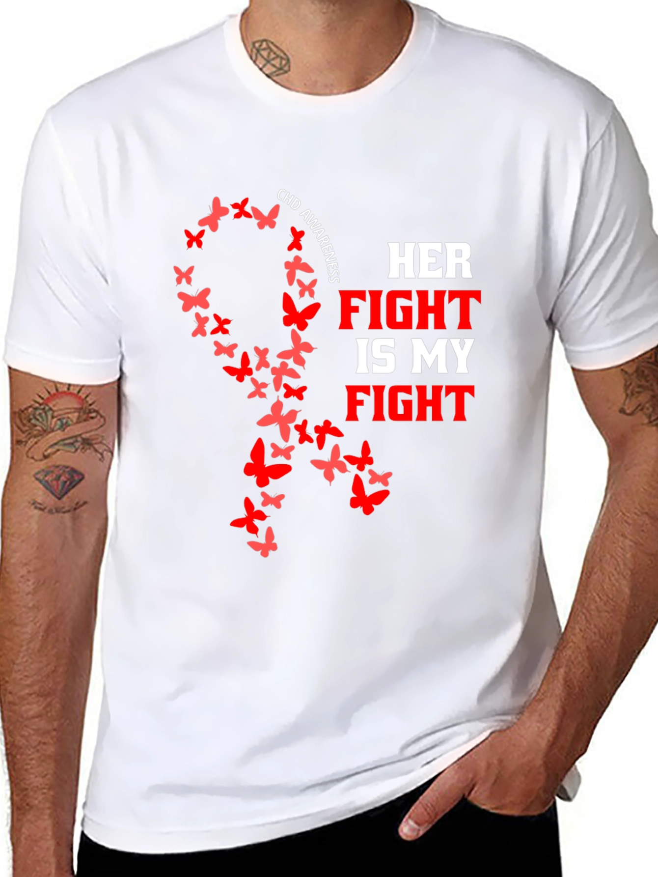 CHD Awareness Butterfly Ribbon T-Shirt