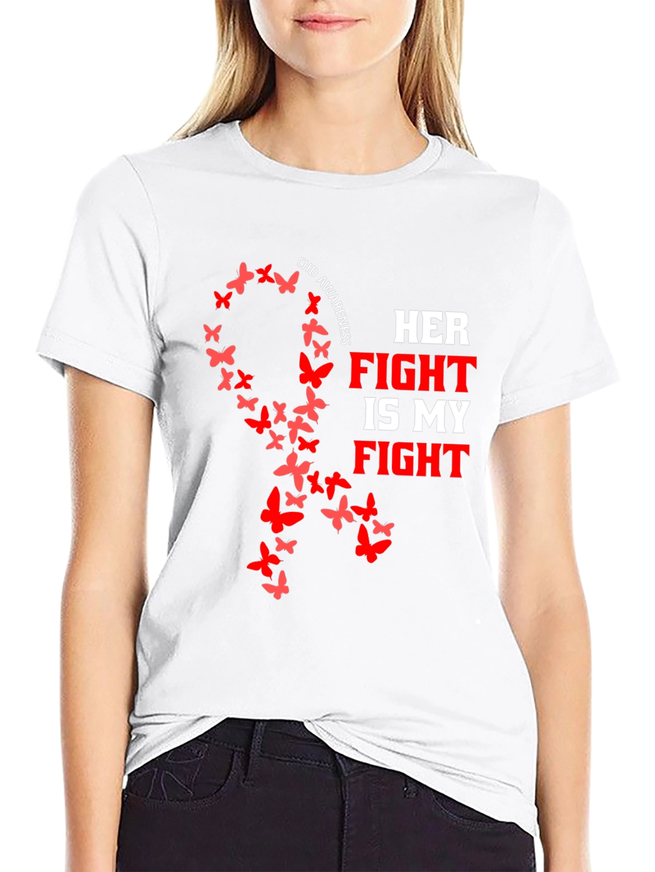 CHD Awareness Butterfly Ribbon T-Shirt