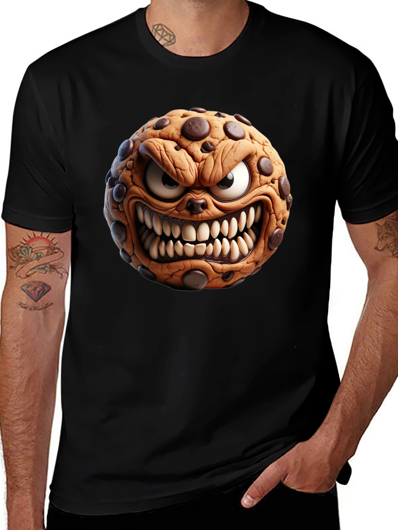 Mens Black T-Shirt - Evil Cookie Design