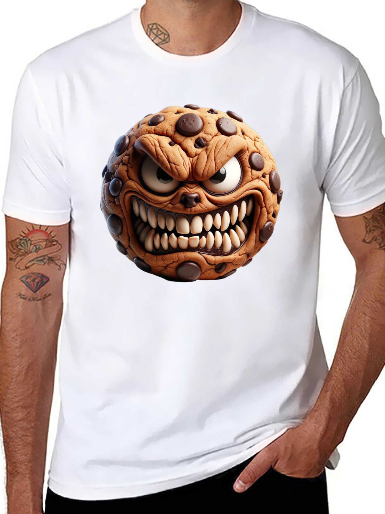 Mens Black T-Shirt - Evil Cookie Design