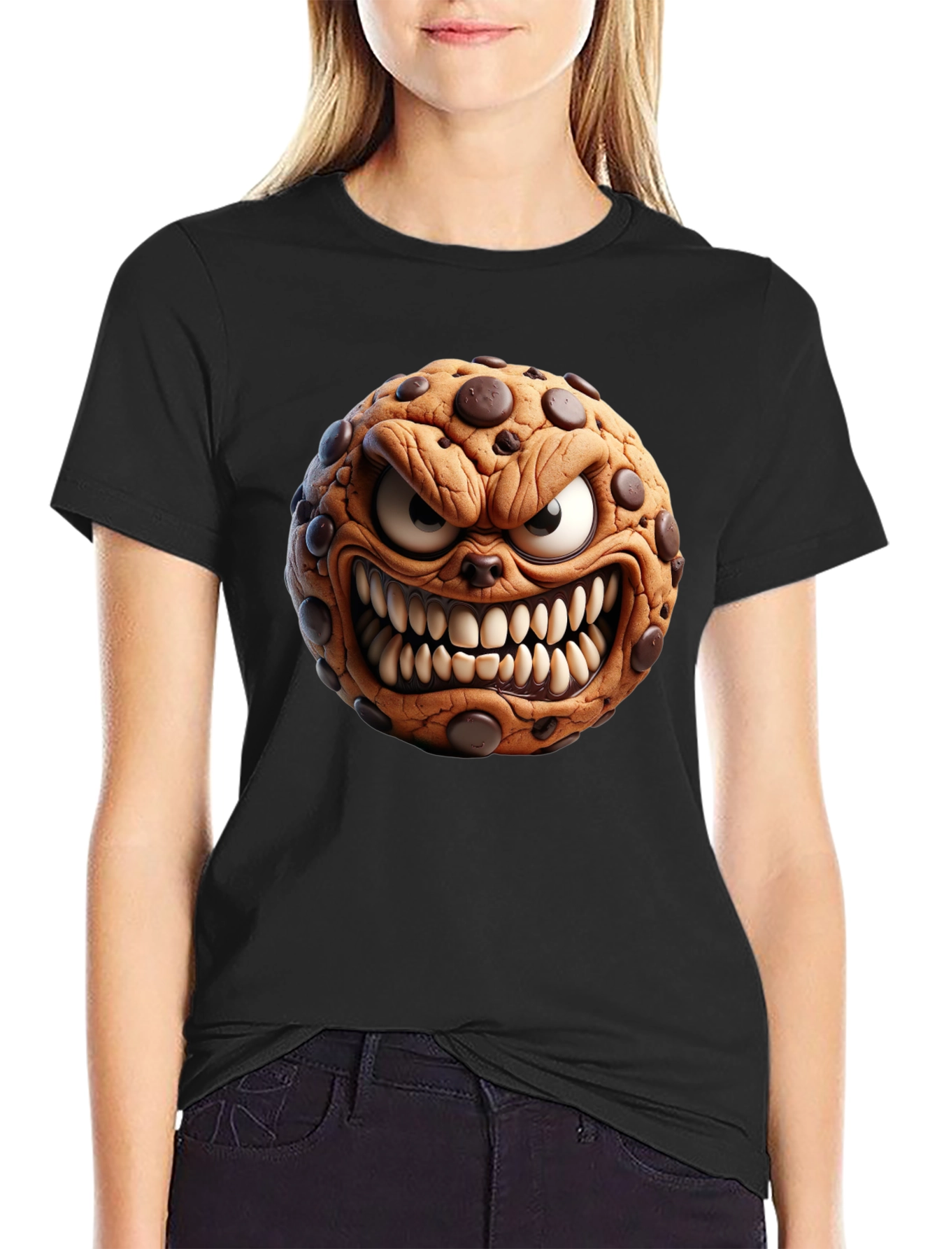 Mens Black T-Shirt - Evil Cookie Design