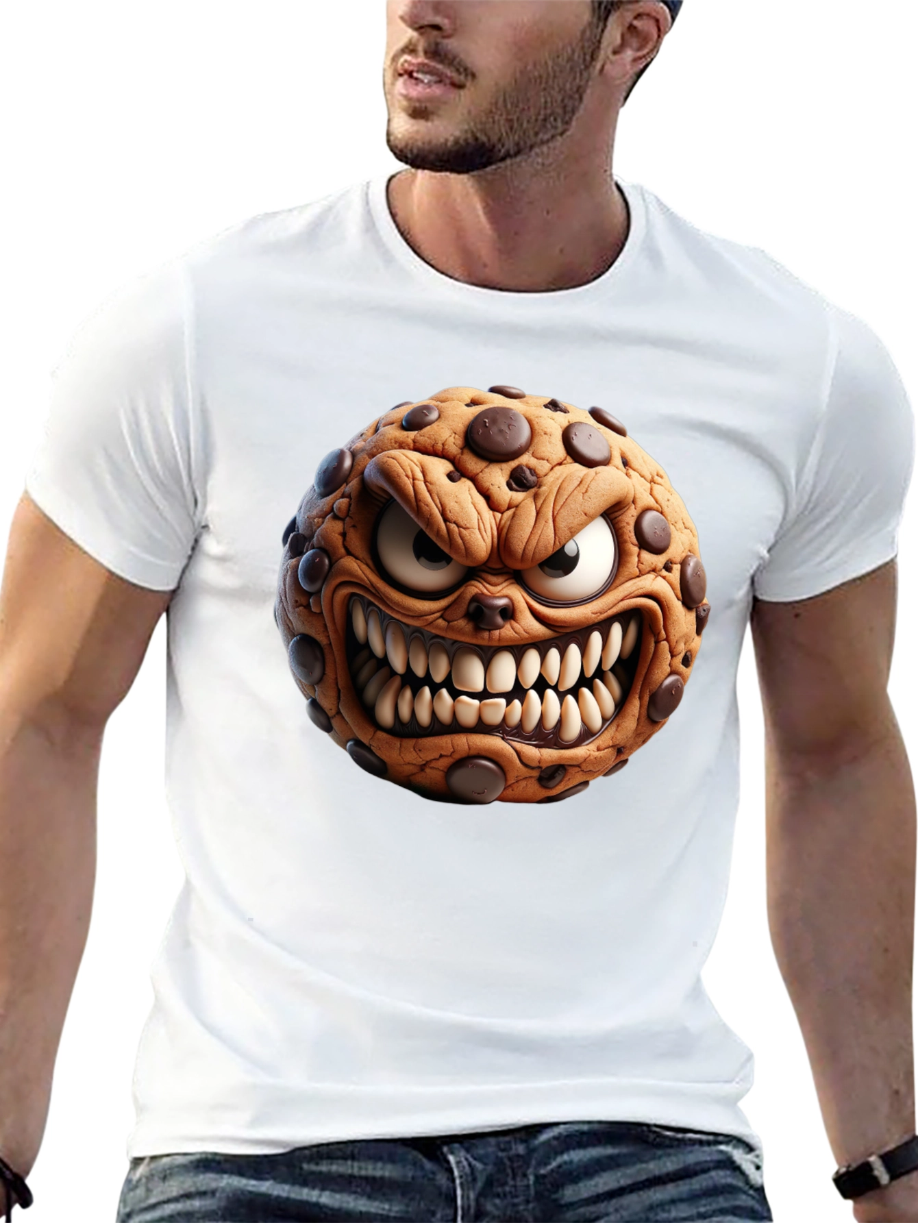Mens Black T-Shirt - Evil Cookie Design