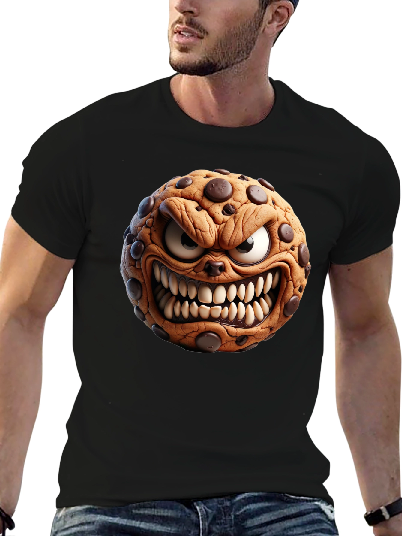 Mens Black T-Shirt - Evil Cookie Design