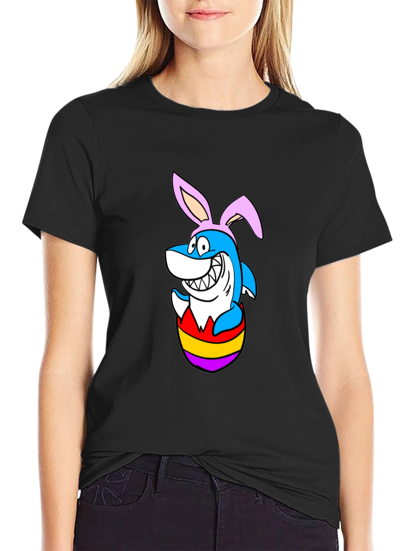 Easter Shark T-Shirt - Bunny Ears Cartoon