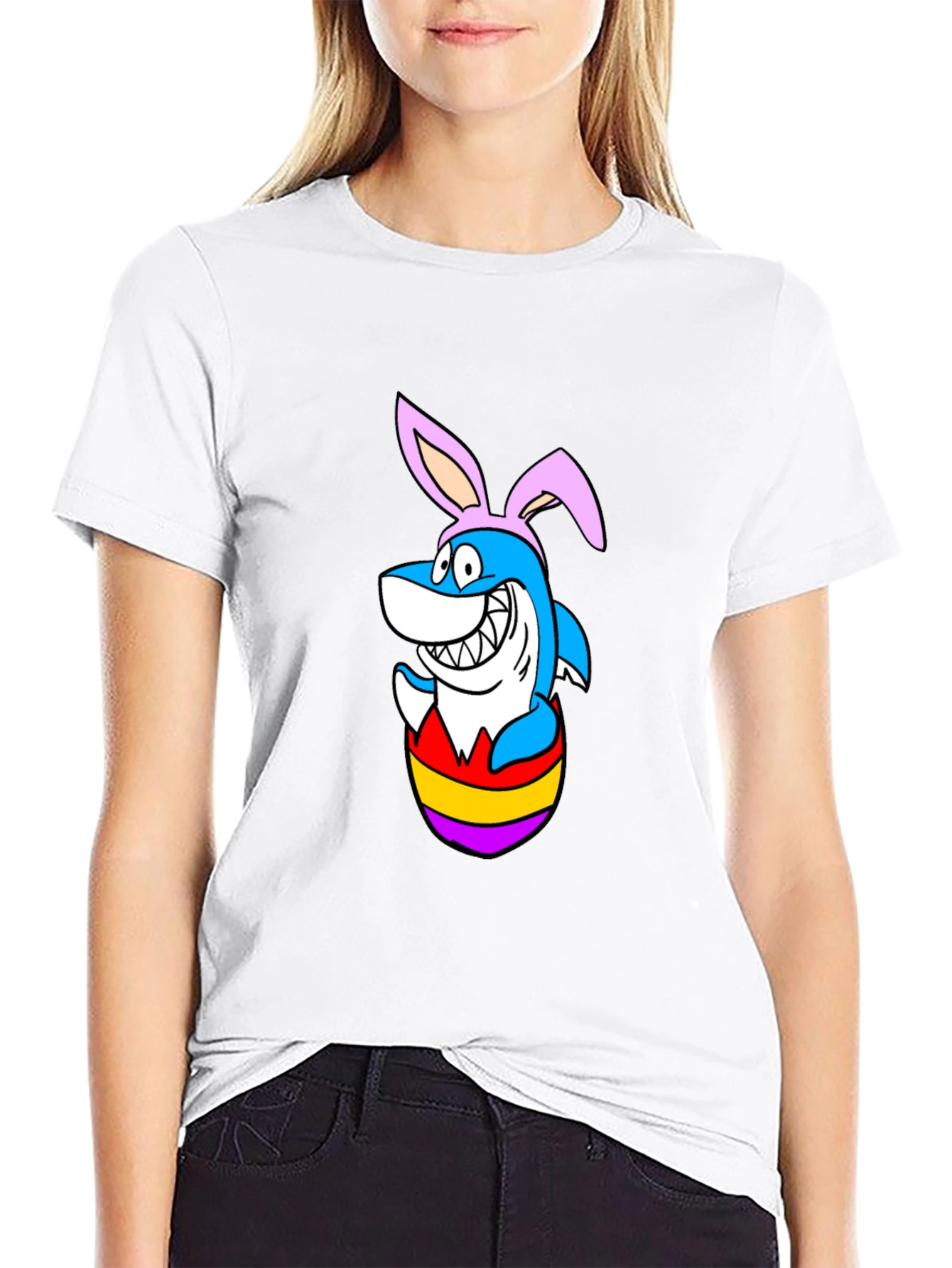 Easter Shark T-Shirt - Bunny Ears Cartoon