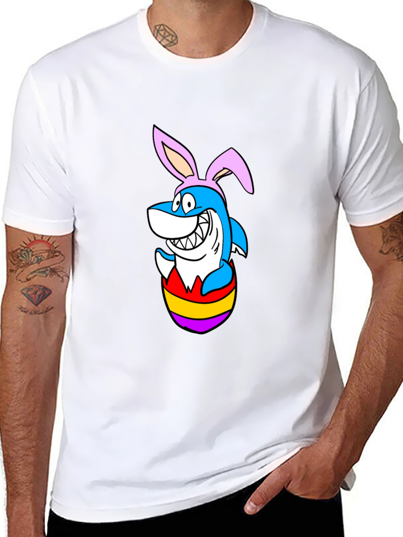 Easter Shark T-Shirt - Bunny Ears Cartoon