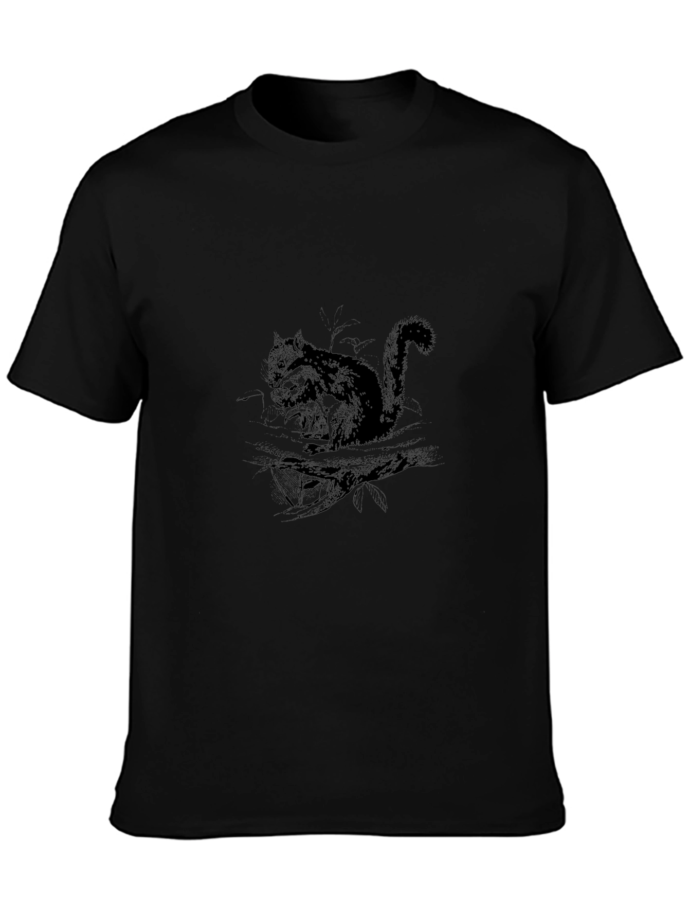 Squirrel Graphic Print Black T-Shirt