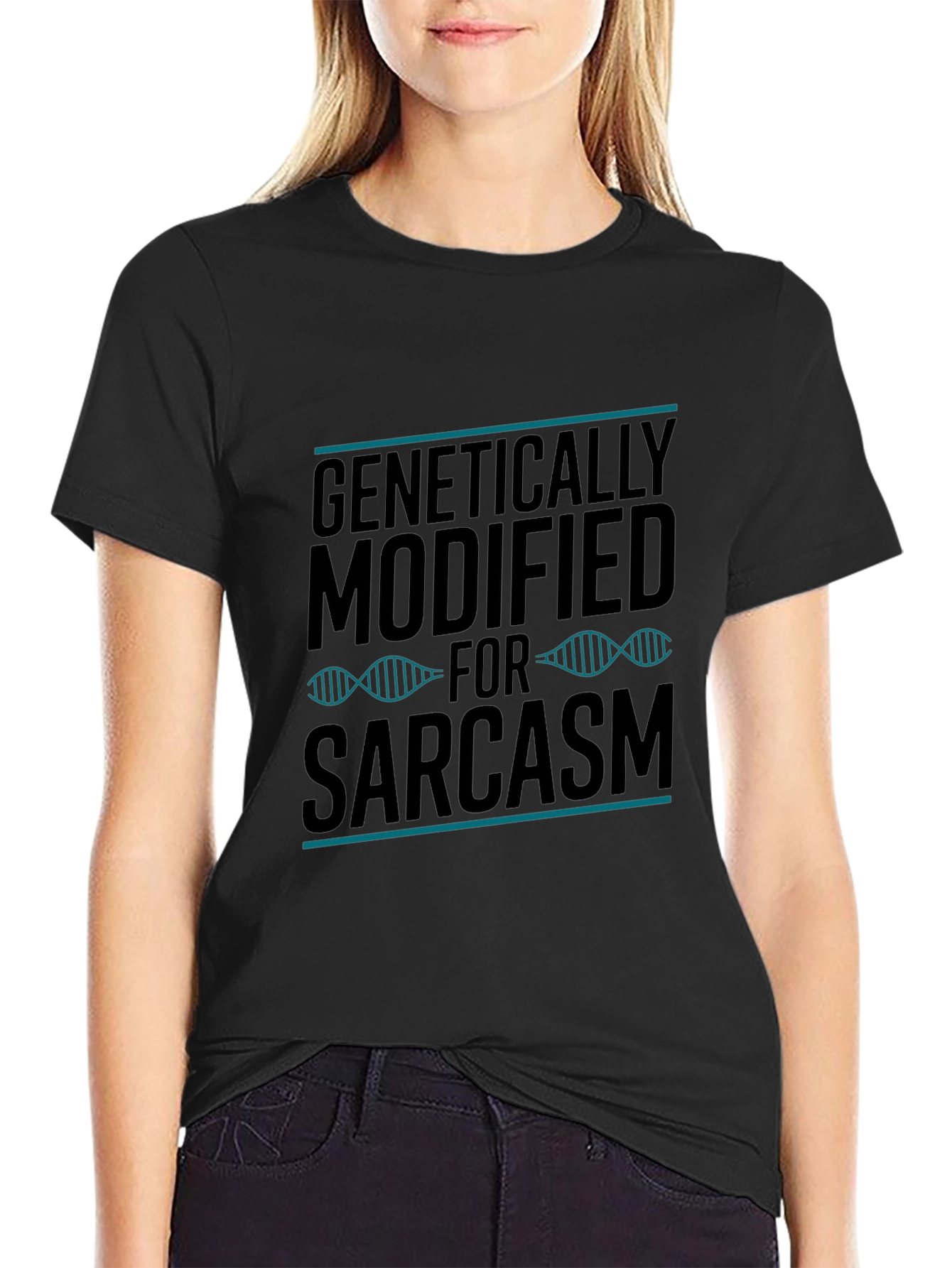 Genetically Modified For Sarcasm Black T-Shirt