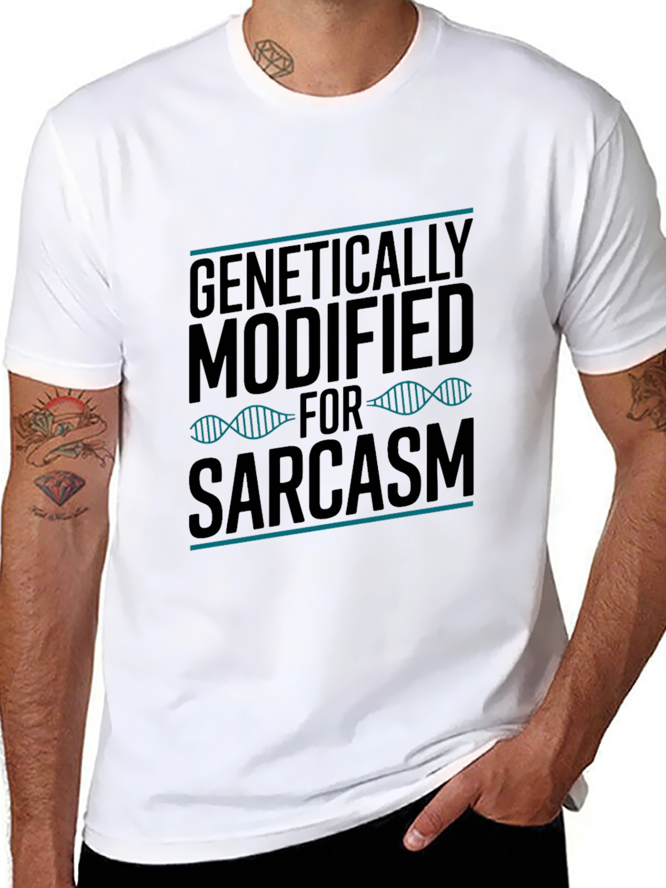Genetically Modified For Sarcasm Black T-Shirt