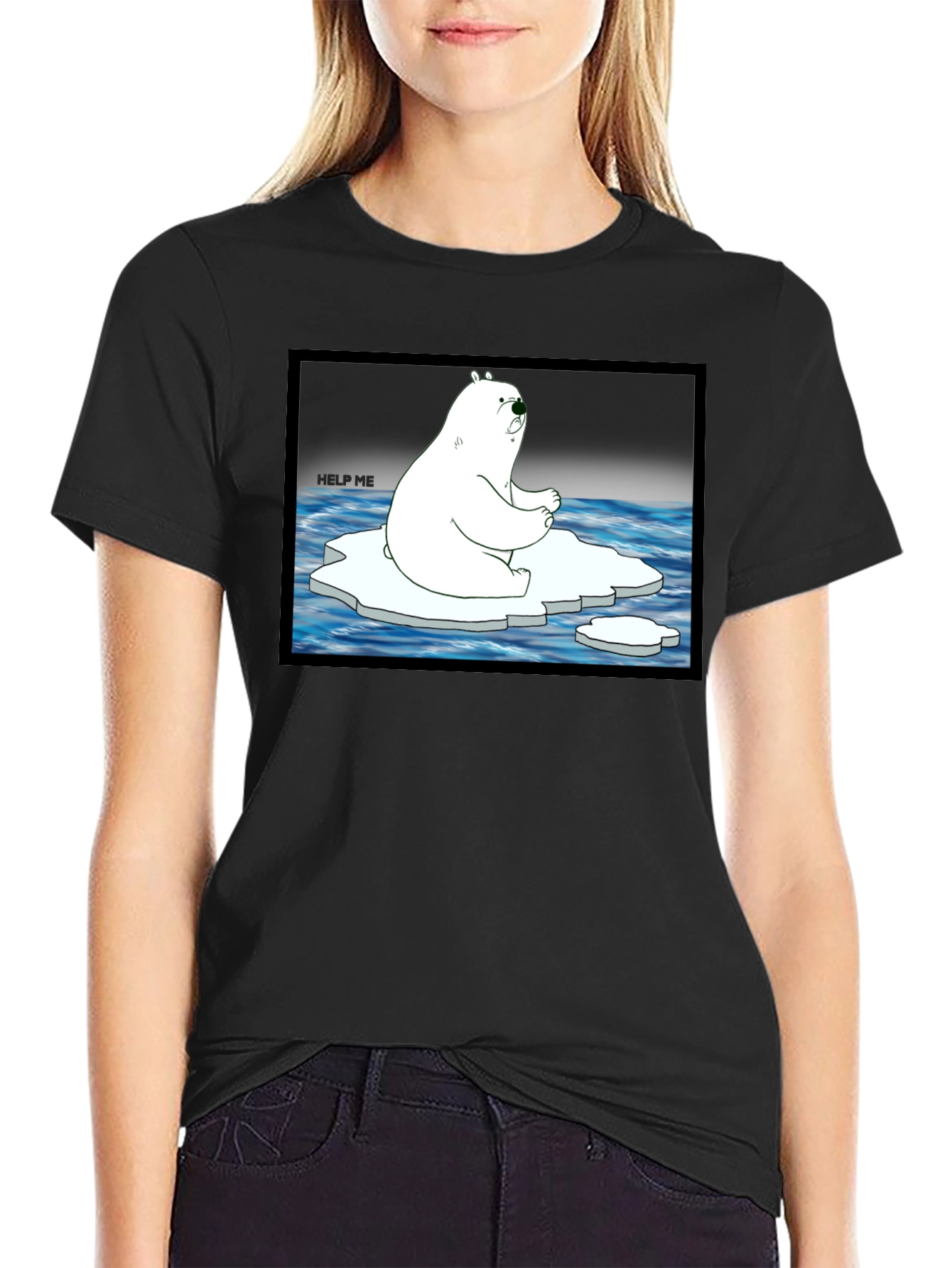 Distressed Polar Bear Graphic T-Shirt
