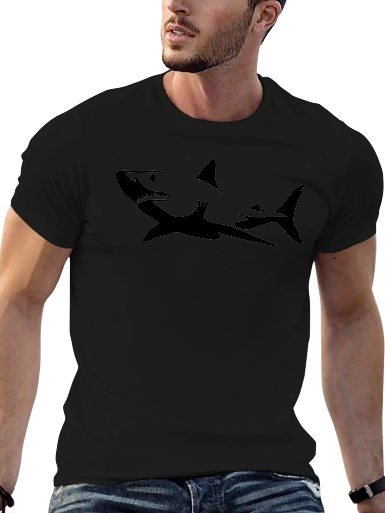 Shark Silhouette Black Tee