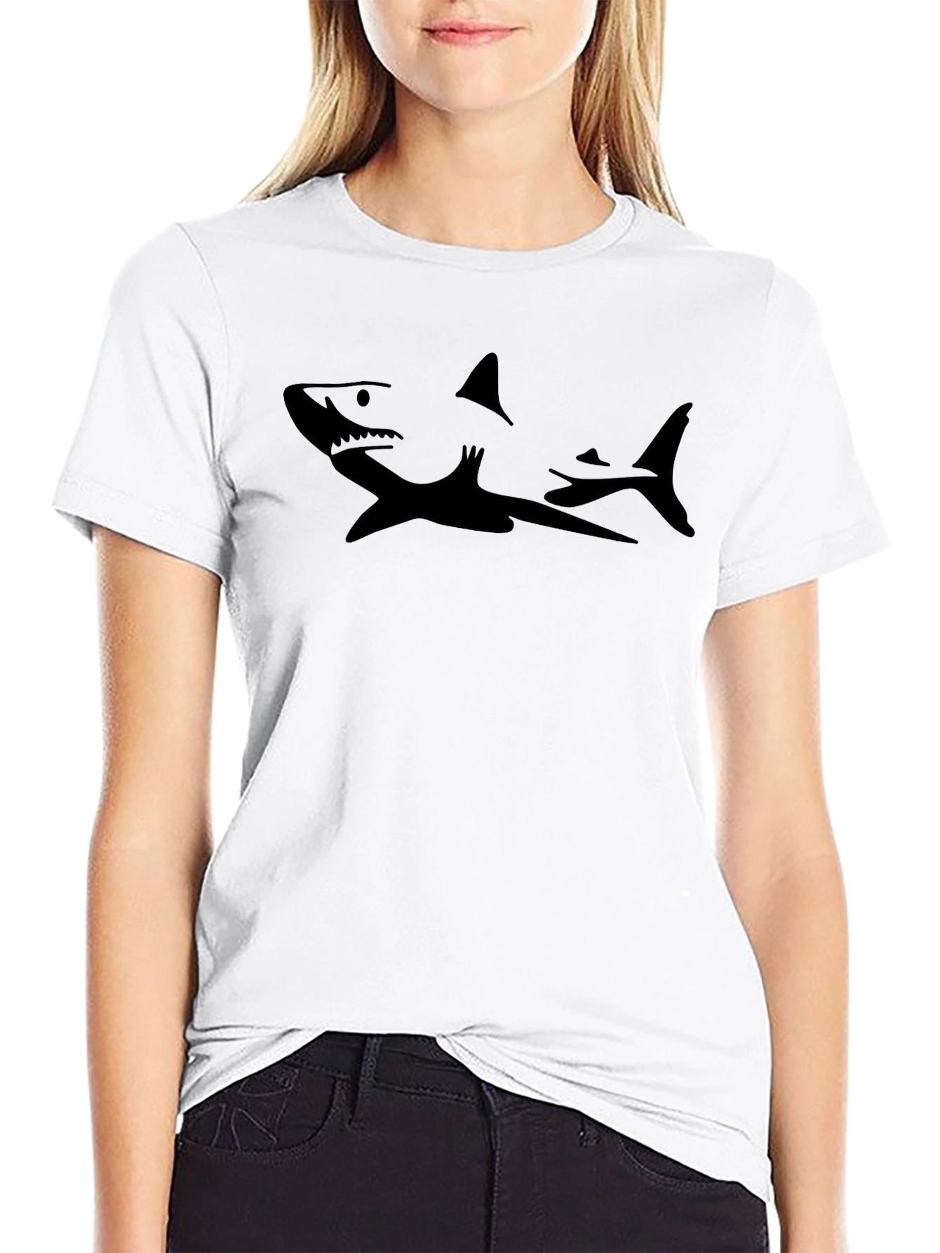 Shark Silhouette Black Tee