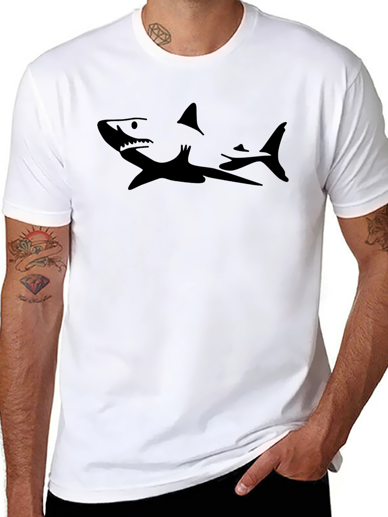 Shark Silhouette Black Tee