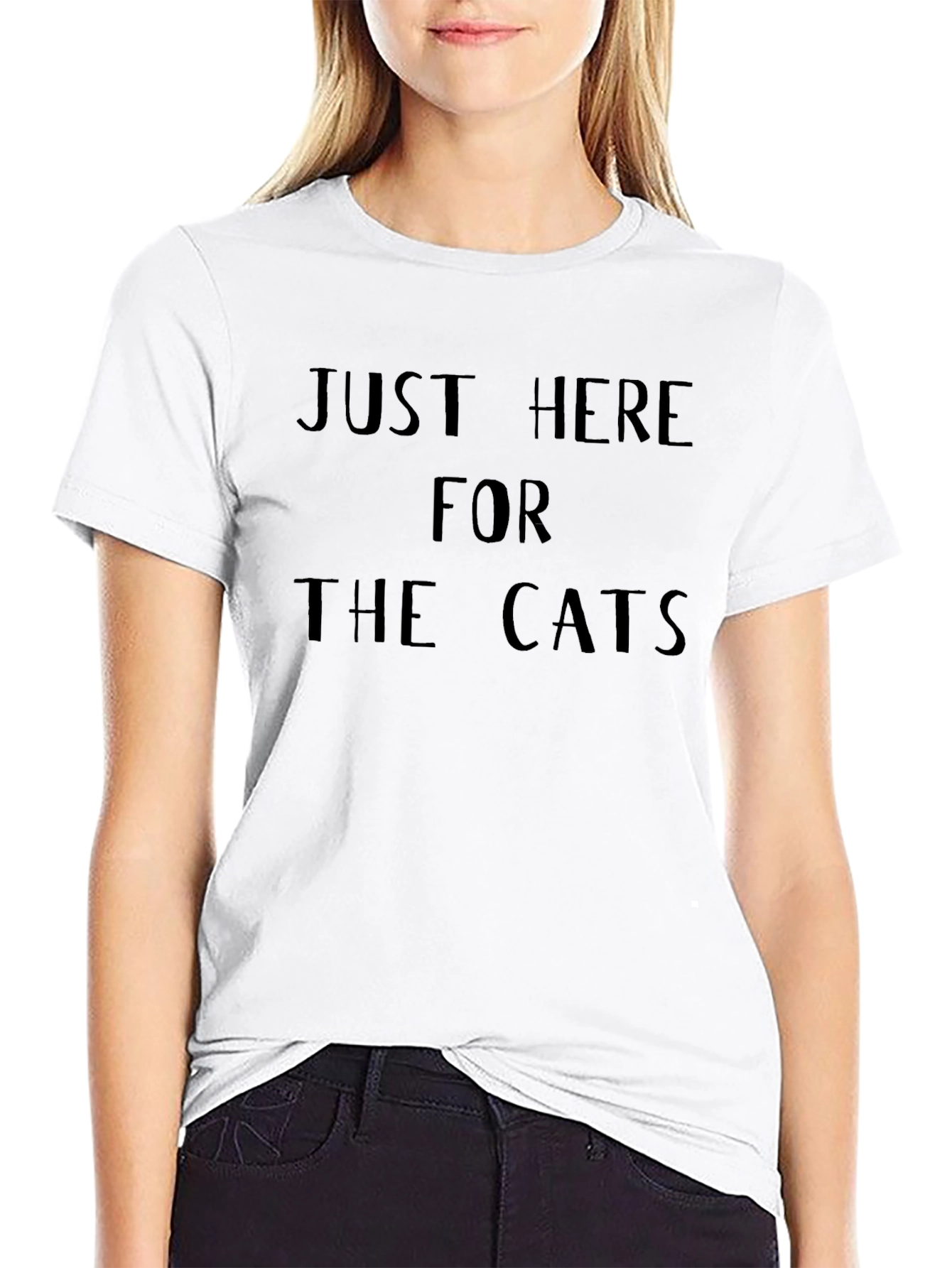 Just Here For The Cats Black Graphic Tee