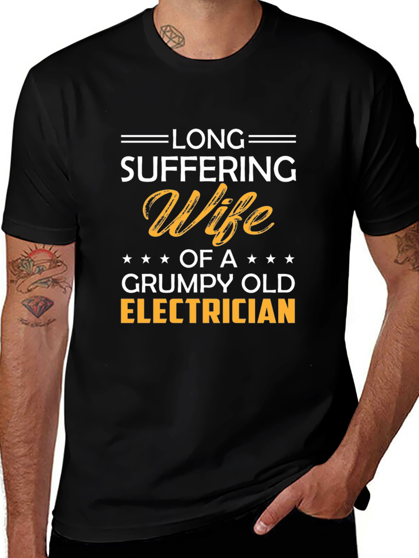 Long Suffering Wife Grumpy Old Electrician T-Shirt