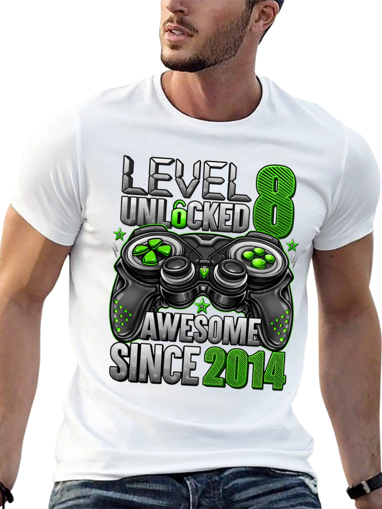Level 8 Unlocked Awesome Since 2014 Gaming T-Shirt