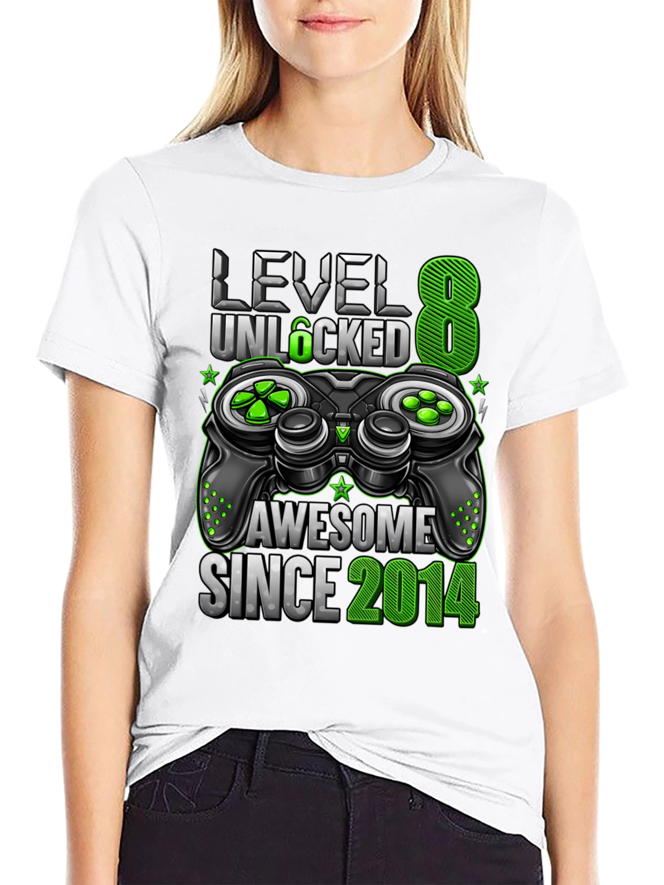 Level 8 Unlocked Awesome Since 2014 Gaming T-Shirt
