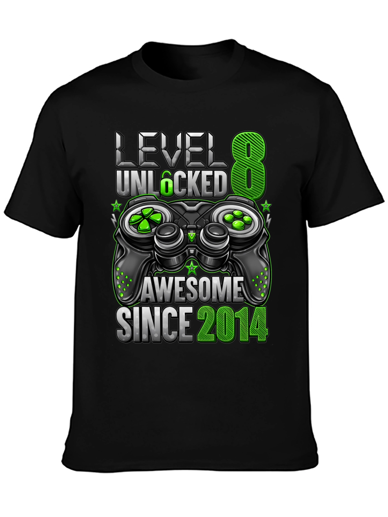 Level 8 Unlocked Awesome Since 2014 Gaming T-Shirt