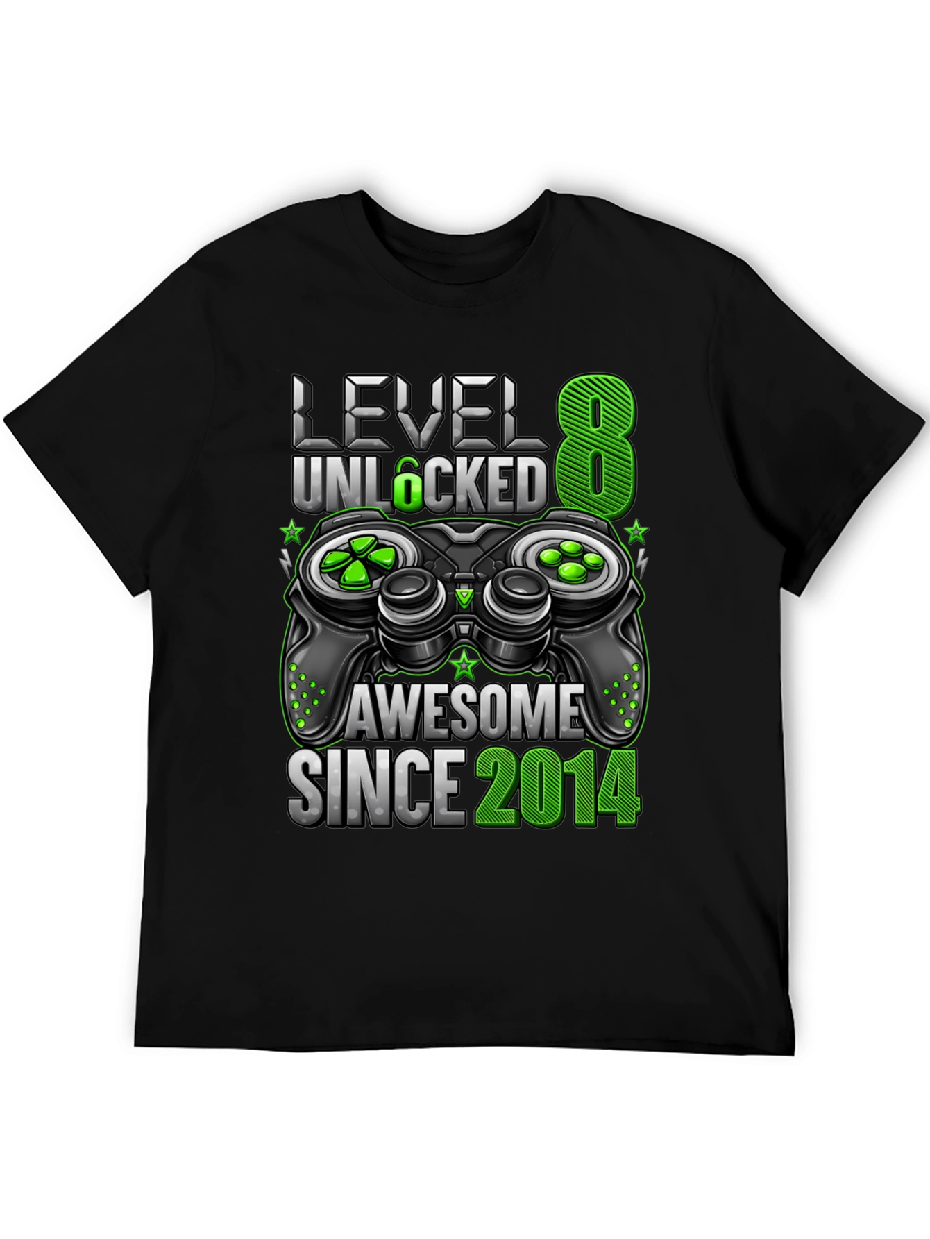 Level 8 Unlocked Awesome Since 2014 Gaming T-Shirt