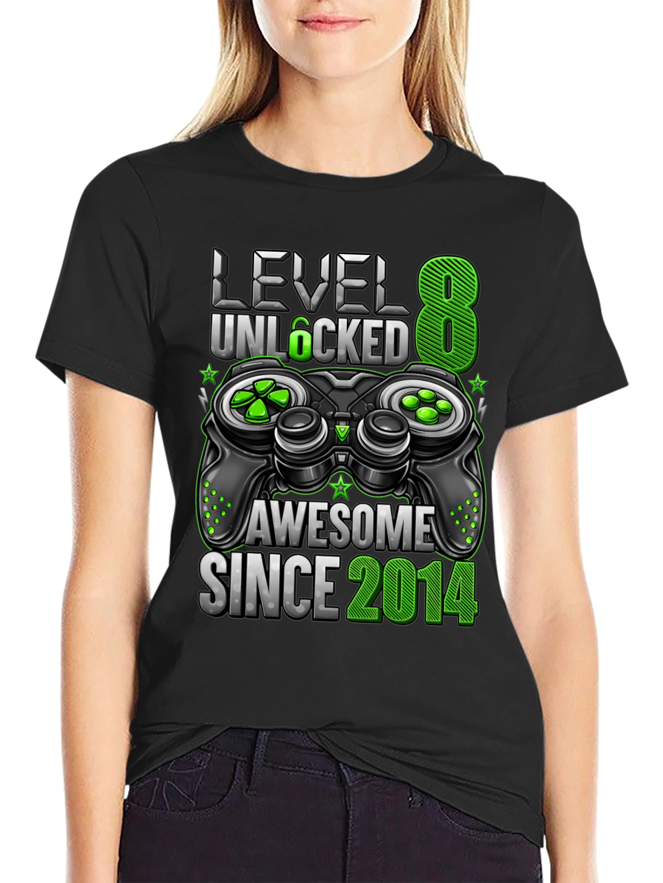 Level 8 Unlocked Awesome Since 2014 Gaming T-Shirt