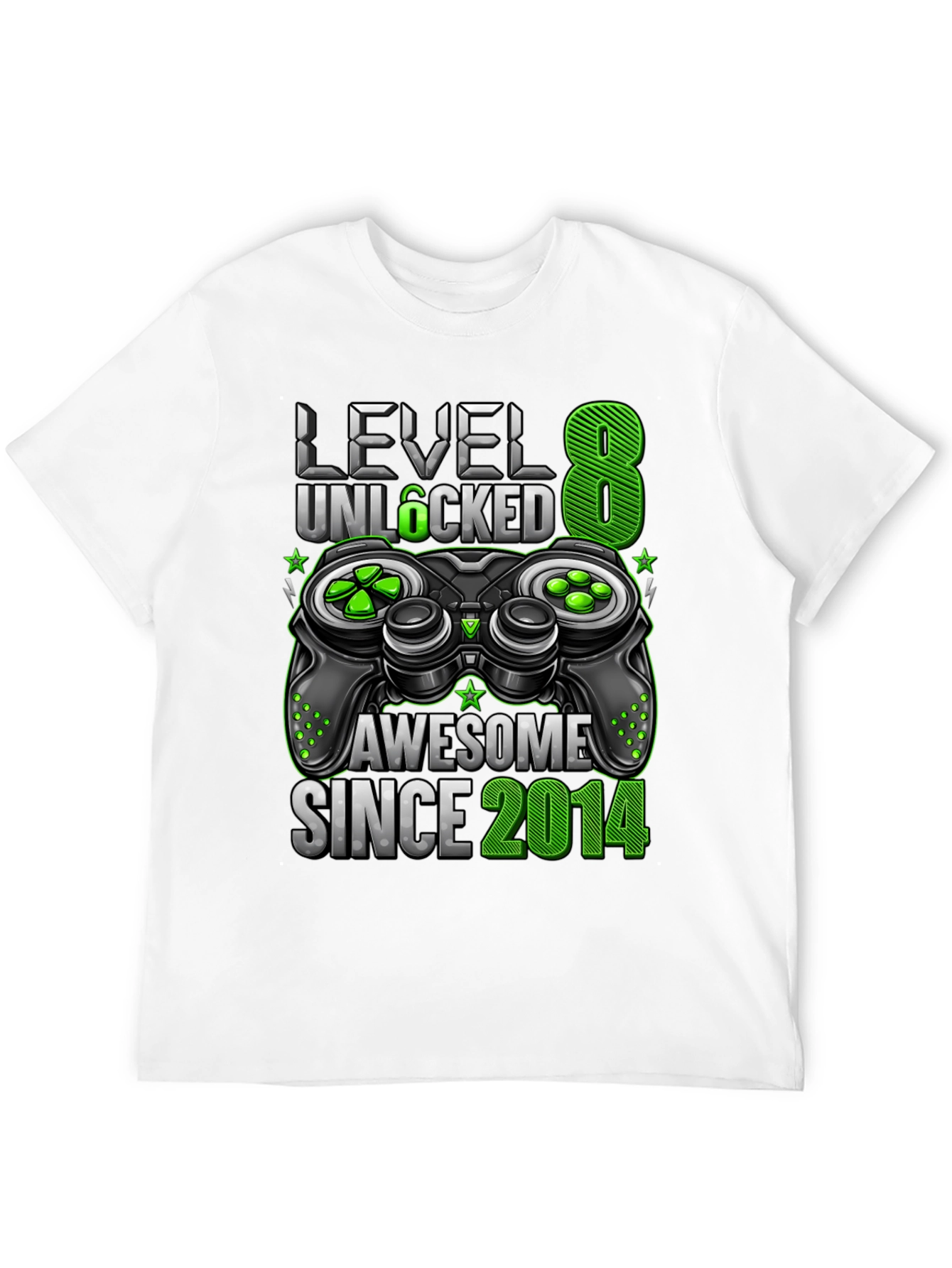 Level 8 Unlocked Awesome Since 2014 Gaming T-Shirt