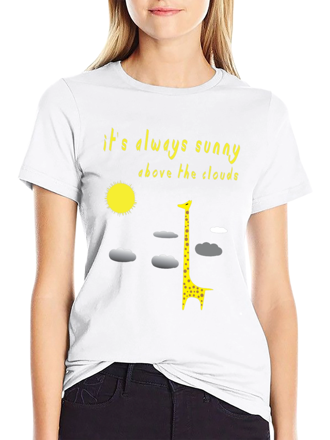 Sunny Giraffe T-Shirt: Always Sunny Above the Clouds
