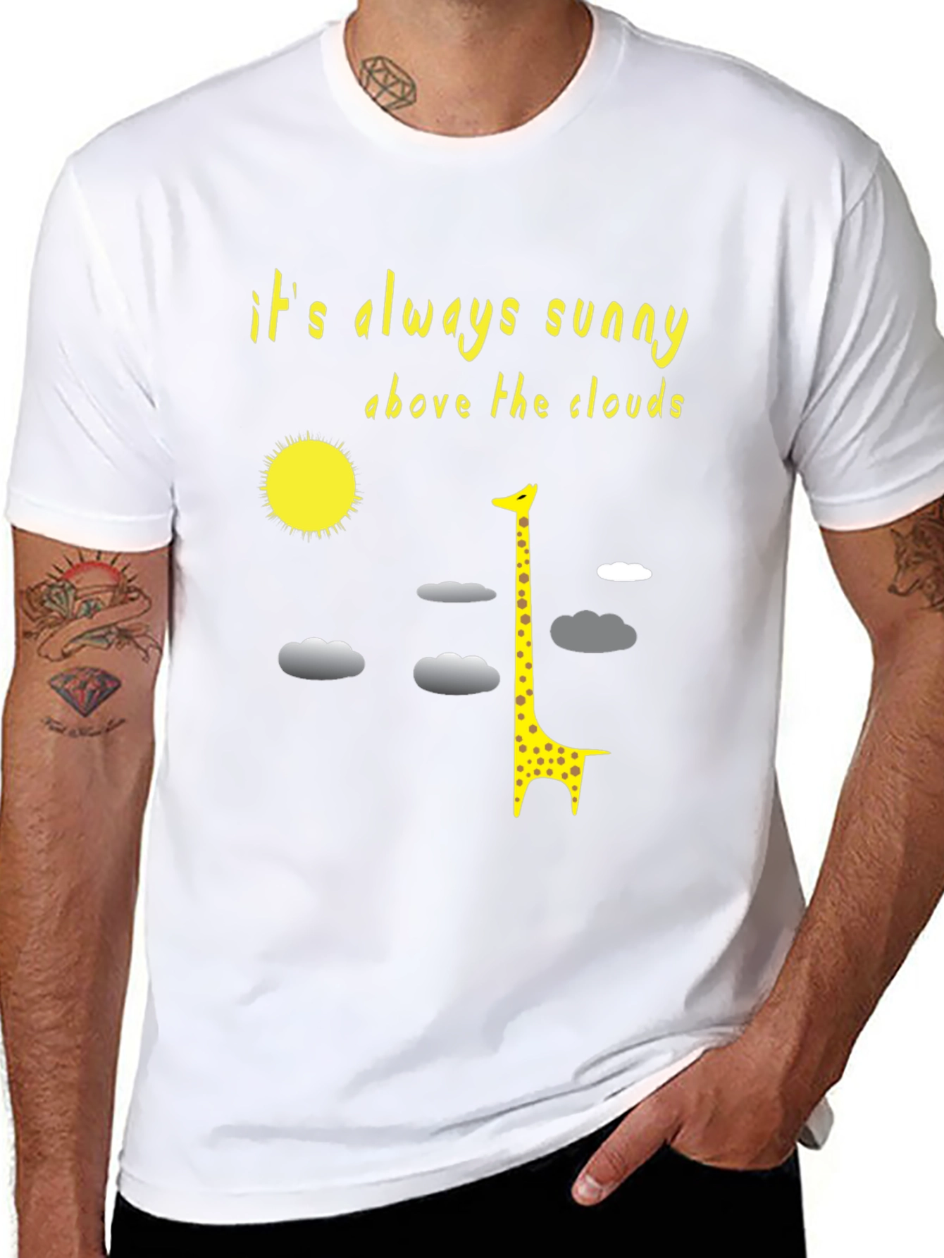 Sunny Giraffe T-Shirt: Always Sunny Above the Clouds