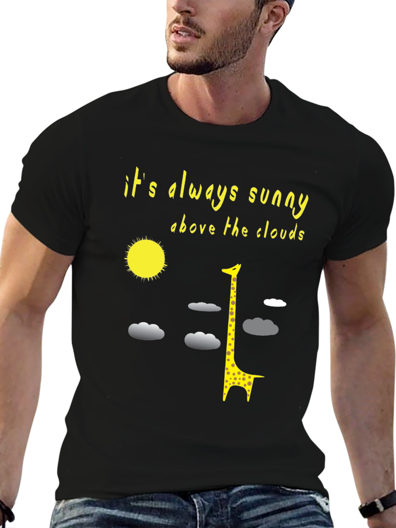 Sunny Giraffe T-Shirt: Always Sunny Above the Clouds