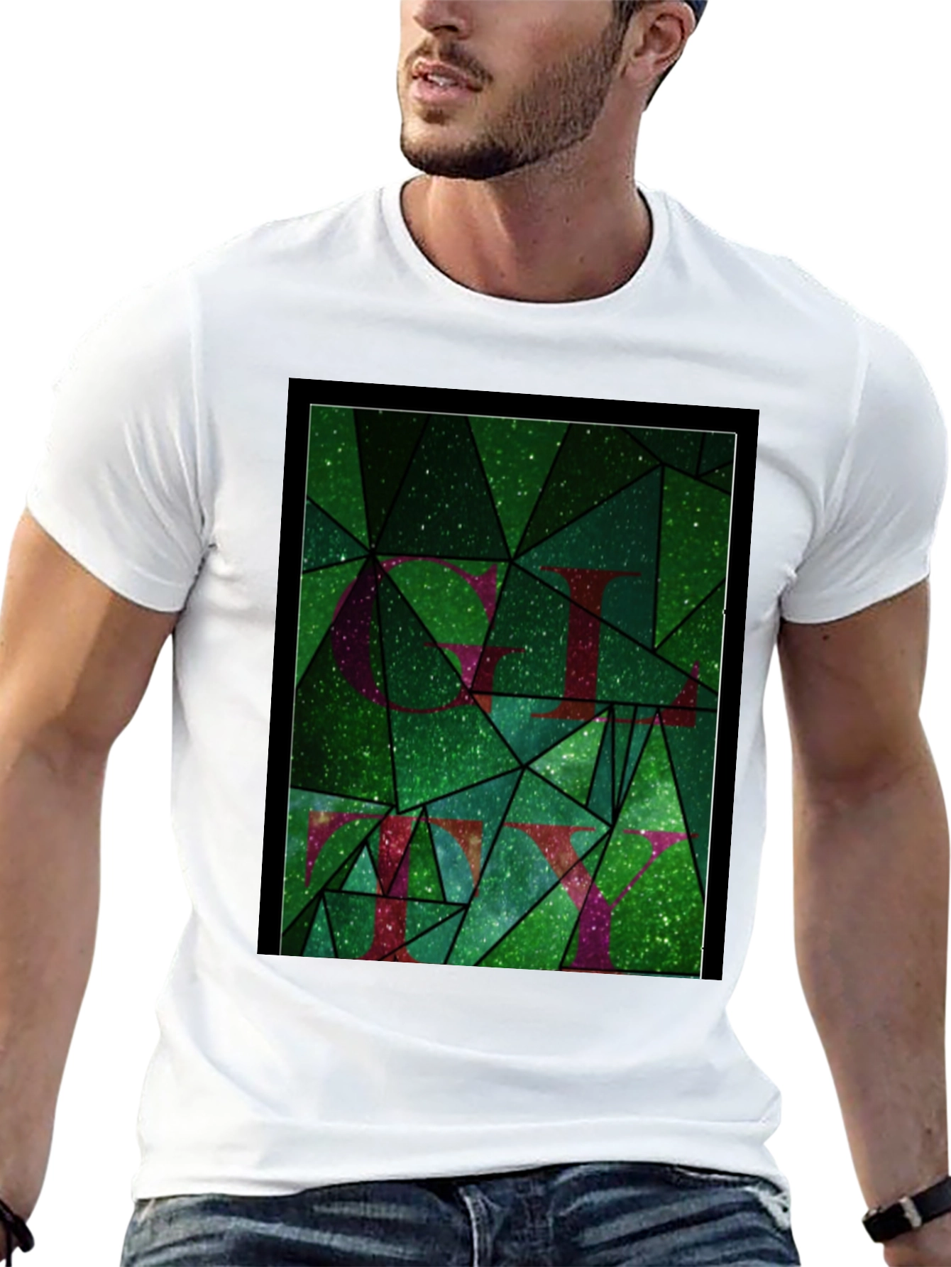 Abstract Green Mosaic Graphic Tee