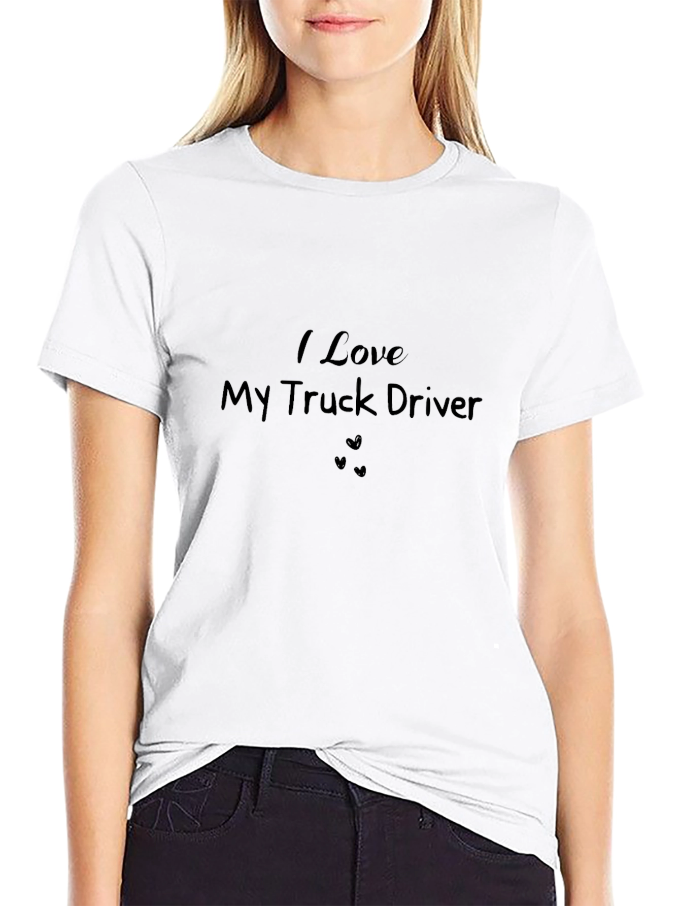 I Love My Truck Driver Black T-Shirt
